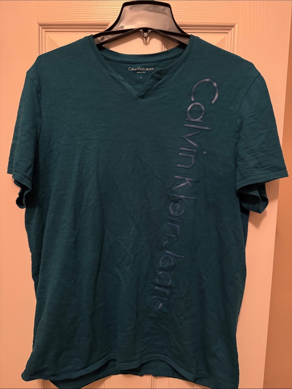 Calvin Klein Jeans Men's Teal Crew Neck Short Sleeve Tee
